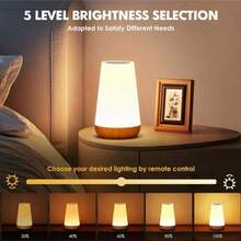 Đèn ngủ LED, điều khiển cảm ứng, độ sáng có thể điều chỉnh, sạc lại bằng cổng Type-C, có điều khiển từ xa, đèn ngủ trẻ em, 13 màu, 3 chế độ, đèn bàn không dây có hẹn giờ, dùng cho phòng ngủ và phòng khách - Một cỡ - Xem 5