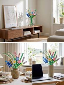 478pcs Lily Of The Valley/Tulip/Lavender DIY Building Block Bouquet - Fresh Home Office Dining Table Decor, Ideal Gift For Girlfriend & Family - Multicolor - View 10
