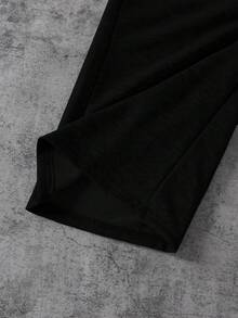 Coolqubz 男士及青少年时尚宽松阔腿针织裤，双腰带设计，面料舒适，颜色百搭，适合上学、休闲穿着，秋冬季穿着。 - 黑與白 - 查看 3