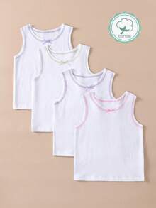 女童舒适休闲柔软面料蝴蝶装饰家居服，适合日常穿着 - 白色 - 查看 6