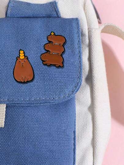 Zinc Alloy Metal Pin Creative Cute Capybara Design Lapel Hat Scarf Clip Badge For Women Men Fashion Accessories Gift Birthday Party Casual Wear Animal Lover