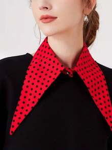 Joivida 红白波点夸张领可拆卸上衣衬衫，时尚吸睛单品，适合假日派对、夜店、秋冬等场合，打造层次感穿搭。 - 紅色 - 查看 1