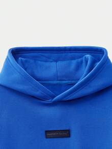 Manfinity VCAY 男士休闲纯色宽松套头连帽运动衫，海军蓝字母长袖加厚连帽衫，适合朋友、丈夫、男朋友的礼物，适合秋冬 - 綠色 - 查看 5