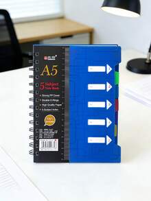 5科目工作笔记本，240页螺旋装订，大学标准行距，带分隔页，A5小号笔记本，适用于学校办公用品、笔记、学习用品、返校用品等。 - 彩色 - 查看 11