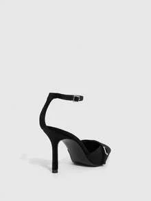 CUCCOO SZL Women's Pointed Toe Buckle Design Everyday Versatile Fashion High Heels - Black - View 4