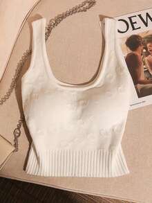 Resyla Women's U-Neck Sleeveless Casual Knit Top - Black and White - View 4