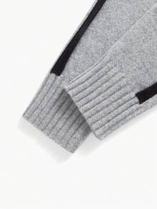 MOTF PREMIUM WOMEN'S FASHIONABLE TURTLENECK CONTRAST BINDING SWEATER - Grey - View 5