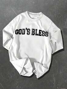 Manfinity Dauomo 男士字母和数字印花圆领短袖休闲T恤 - 白色 - 查看 2