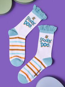 SCOOBY-DOO X SHEIN 1双女士爪印条纹船袜 - 彩色 - 查看 3
