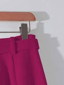 Lyxana Rok Wanita Kasual Model A-Line Warna Polos Tebal dan Hangat, Musim Gugur/Dingin - Hot Pink - View 5