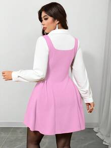 Elenzga Vestido de mujer talla grande con bloques de color y patchwork para el Día de San Valentín - Rosa - Ver 2