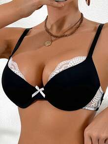 DesireSculpt 1 pieza Sujetador con aros y parches de encaje para mujer - Negro - Ver 5