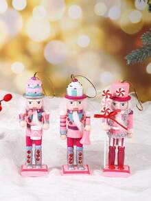3-4pcs/Set 13cm Nutcracker Hanging Ornaments, Nutcracker Soldier Christmas Tree Pendants, Creative Wooden Puppet Soldier Christmas Decorations, Home Holiday Decor, Suitable For Christmas Party, Holiday Decor, Home Decor, Party Favors, Room Decor - Multicolor - View 5