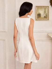 Modelyn 优雅3D立体印花白色短款连衣裙，时尚新款，女士适用 - 白色 - 查看 2