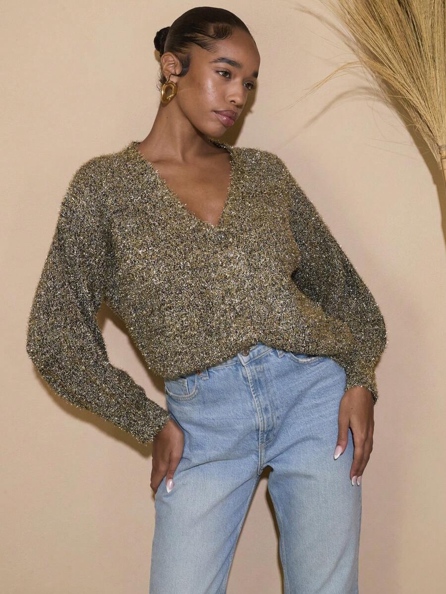 Dancing Leopard Áo khoác cardigan Sorella màu bạc ánh vàng, áo cardigan nữ, áo len nữ, áo khoác nhiều lớp, trang phục thu đông, trang phục hàng ngày, trang phục thường ngày thanh lịch, trang phục ấm áp, trang phục công sở, trang phục cuối tuần. - Bạc - Xem 1