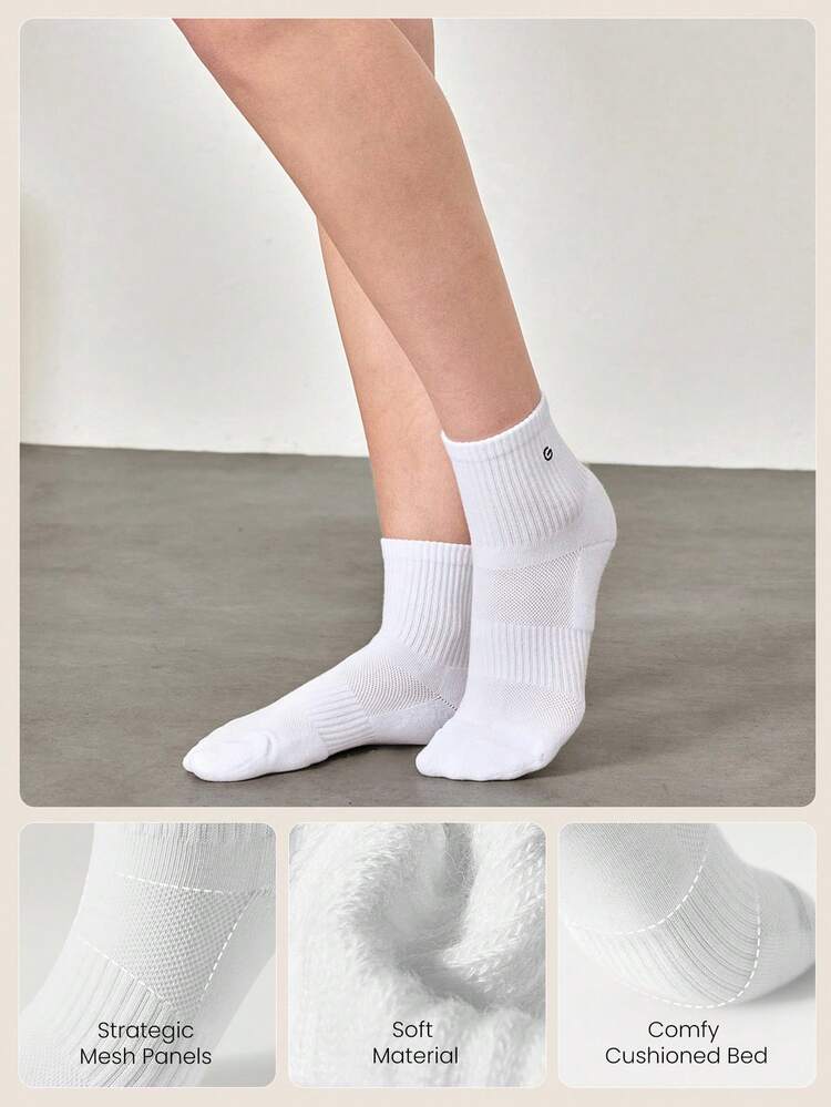 5 Pairs Socks Soft Ventilated Mesh With Embroidered Logo Workout Daily Casual