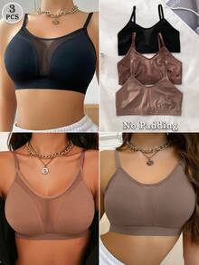 NudeFit 3pcs Seamless Comfortable Bras For Women, Multi-Color - Multicolor - View 1