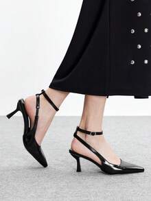 CUCCOO BIZCHIC Women's Pointed Toe Buckle Design Everyday Versatile Fashion High Heels - Black - View 6