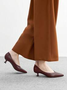 CUCCOO BIZCHIC Sepatu hak rendah klasik sederhana untuk wanita, model pump, cocok untuk bepergian, bekerja, dan pesta. - Chocolate Brown - View 5