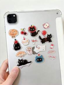 Joivida Korean Embossed Black Cat Stickers Jelly Gel DIY Decals For Journal Scrapbooking Phone Case Laptop Tablet Water Bottle Luggage Cute Kawaii Aesthetic Sticker Pack Minimalist Waterproof Vinyl Craft Supplies Gift Ideas