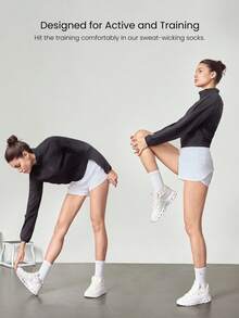 GLOWMODE 3 Pairs Soft Comfort Training Workout Running Ventilated Mesh Seamless Toe Construction Arch Support Crew Socks