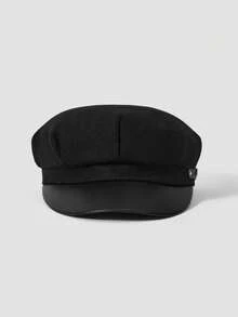 Y2Kool 1pc Women Buckle Decor Baker Boy Cap - Black - View 3