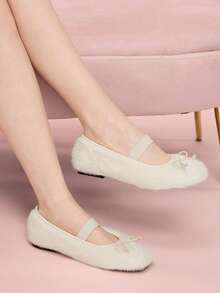 CUCCOO DOLLMOD French Flat-Bottomed Gentle Fairy Ballet Shoes Women's New Summer Evening Breeze Temperament Bow Beanie Shoes - Beige - View 4