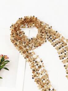 女士亮片围巾，配有闪亮链条、褶皱领口、蝴蝶结、网纱围巾、亮片网纱、宽项链和发带，适合狂欢节和派对，长度 160 厘米。 - 彩色 - 查看 13