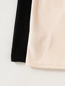 SHEIN 4件套女童黑白简约抓绒长袖上衣和裤子睡衣套装，秋冬季 - 彩色 - 查看 4