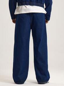 Musero Loose Fit Corporate Style Denim Trouser Clip Attachment Co Ord Jean Bottoms Only SPRING SUMMER - Dark Wash - View 4