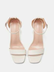 CUCCOO CURVES 女鞋 宽楦方头粗跟高跟米色踝带一体式时尚经典舒适性感高跟凉鞋 大码 - 軍綠色 - 查看 10