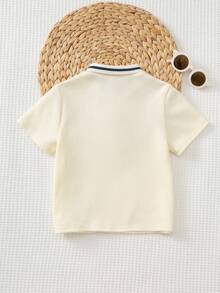 Cozy Pixies 男童纹理罗纹针织柔软翻领半拉链短袖 Polo 衫