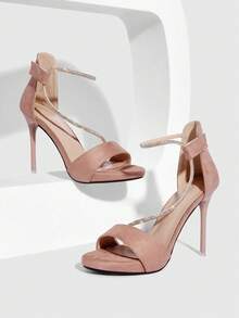 CUCCOO SZL Women's Fashionable Elegant Party Rhinestone Decorated Heeled Sandals Valentine's Day - Pink - View 6
