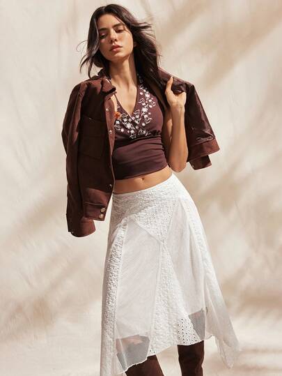 Easelle Jupe casual minimaliste de couleur unie pour femmes