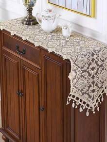 Cirelle Solid Color European Fabric Table Runner Placemat Desk Piano Tea Table Cabinet Multipurpose Cover Embroidery Home Decor Dining Room Decor Wedding Party Housewarming Gift Holiday Celebration Table Setting - Light coffee - View 10