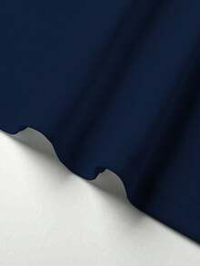 Manfinity Dauomo Men's Polo Shirt, Minimalist Business Style, Contrast Color Design, Graphic Print, Suitable For Outdoor, Office Wear - Navy Blue - View 4