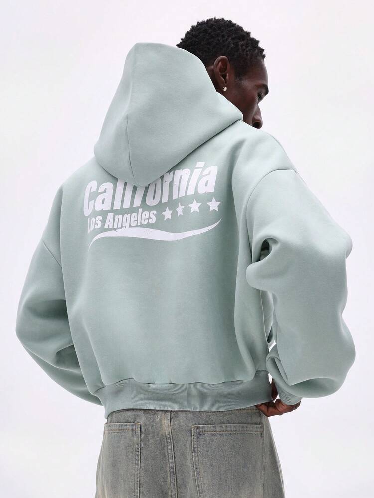 California Los Angeles Print Hoodie With Drawstring