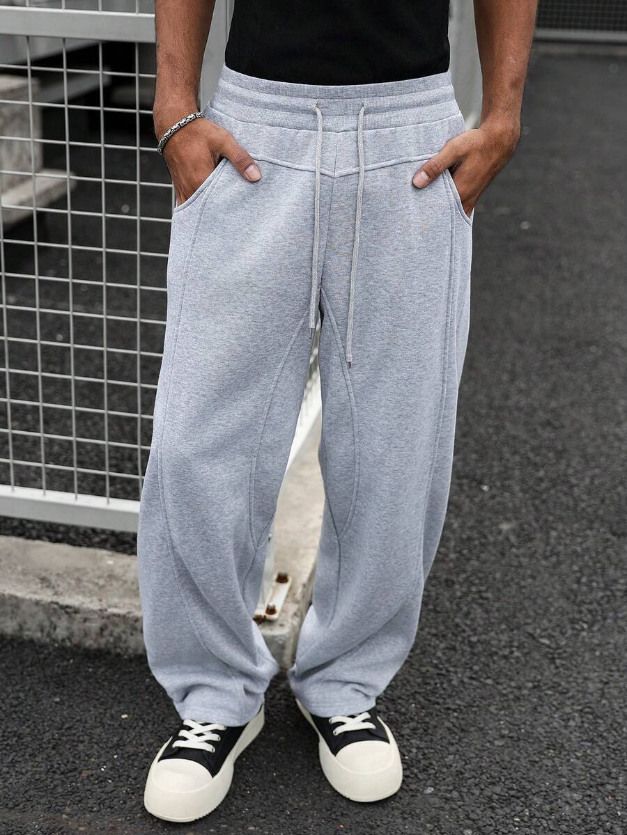 PAVTROS 男士纯色休闲运动裤 - 淺灰色 - 查看 1