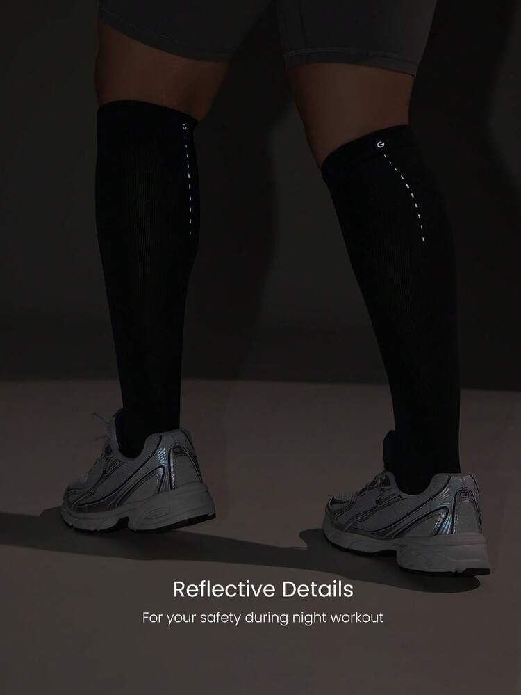 Paquete de calcetines de compresión con estampado reflectante, de malla transpirable, de alta elasticidad y que absorbe la humedad, para actividades diarias, talla grande, SweatMode Glow Grip