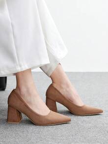 CUCCOO BIZCHIC Tacones altos elegantes de punta fina para mujer, versátiles para ir al trabajo - Camel - Ver 5