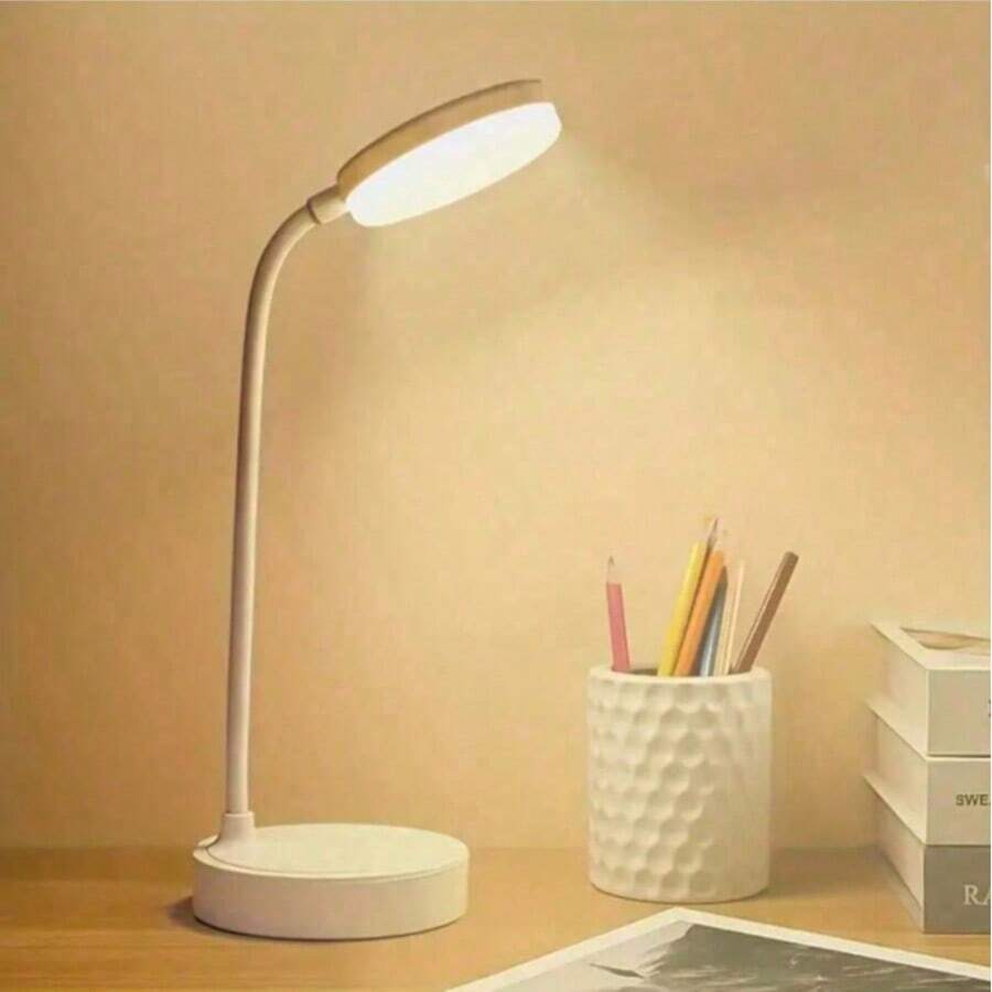 1pc Goose Neck Design 360° Adjustable Arm USB Lamp | USB Lamp | USB Powered | 3-Color (White/Neutral/Warm) Dimmable (Long Press To Adjust Brightness) | Can Be Used As Phone Holder | LED Eye-Care Study Office Desk Lamp | Home Lighting Desk Lamp | Nightlight | Atmosphere Decor Lamp - one-size - View 1