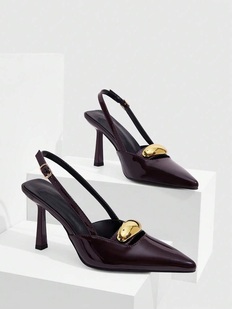 CUCCOO SZL Women's Fashionable Elegant Metal Decor Pointed Toe Pumps For Commuting