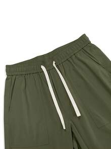 Chillumni Men's Casual Fashion Street Simple Versatile Solid Color Flap Pocket Side Loose Cargo Pants - Army Green - View 6