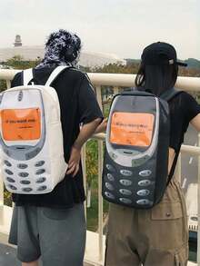 Zazumi 创意大容量情侣单肩包趣味手机印花设计时尚休闲斜挎包轻便耐用可调节肩带旅行通勤日常包时尚情侣搭配配饰送给男朋友女朋友的完美礼物情人节生日节日购物约会上学工作包可爱印花单肩包2025情侣必备小众时尚配饰