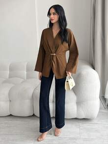 Modelyn Primavera a verano, Día de San Valentín, vacaciones, Carnaval, disfraz de playa para mujeres, blusa marrón modesta, blusa marrón chocolate, blusa marrón café - Óxido marrón - Ver 5