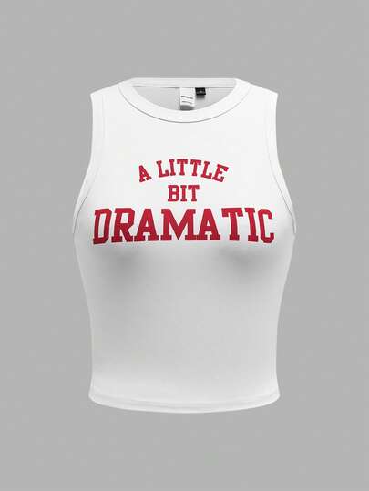 Mean Girls | SHEIN Women's Casual Everyday Commute Fashion Street Slogan Pattern White Tank Top, Summer