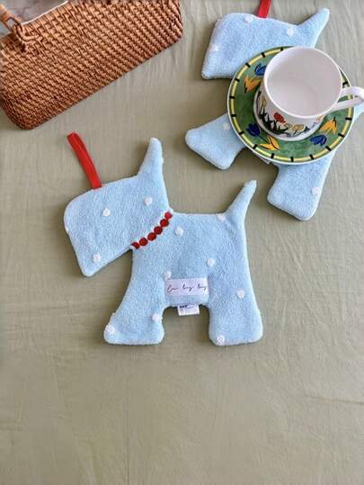 Joivida 原创小狗造型可爱可悬挂汽车杯垫创意桌面茶杯垫吸水毛巾，适用于汽车、家庭和办公室