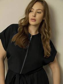 EMERY ROSE 大码女式休闲度假时尚夏季连体裤 - 黑色 - 查看 5