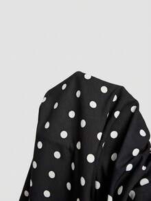 SHEIN MOD Đầm ngắn cổ yếm họa tiết chấm bi dành cho nữ - màu đen - Xem 5