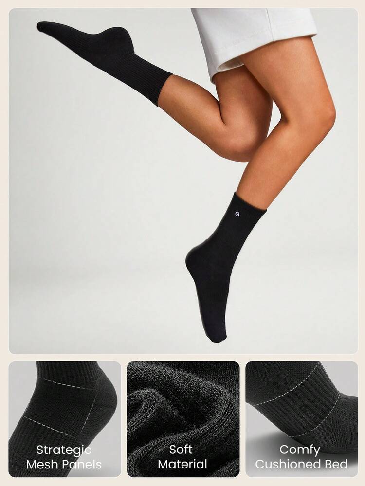 3 Pairs Socks Soft Ventilated Mesh With Embroidered Logo Gym Workout Daily